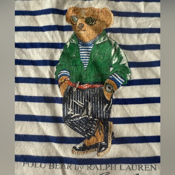 Polo Bear Striped Cotton Tee White & Blue Striped 18m - Picture 2 of 7
